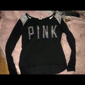 Black long sleeve top with sequence